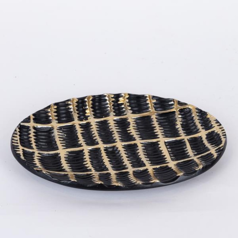 DECORATION PLATE, POLYRESIN, GOLD - BLACK, 21.5x13.9x2cm 752-15027