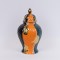 VASE WITH LID,CERAMIC, TERRACOTTA-DARK GREEN- BLUE-GOLD, 20.5x20.5x36cm 752-20425