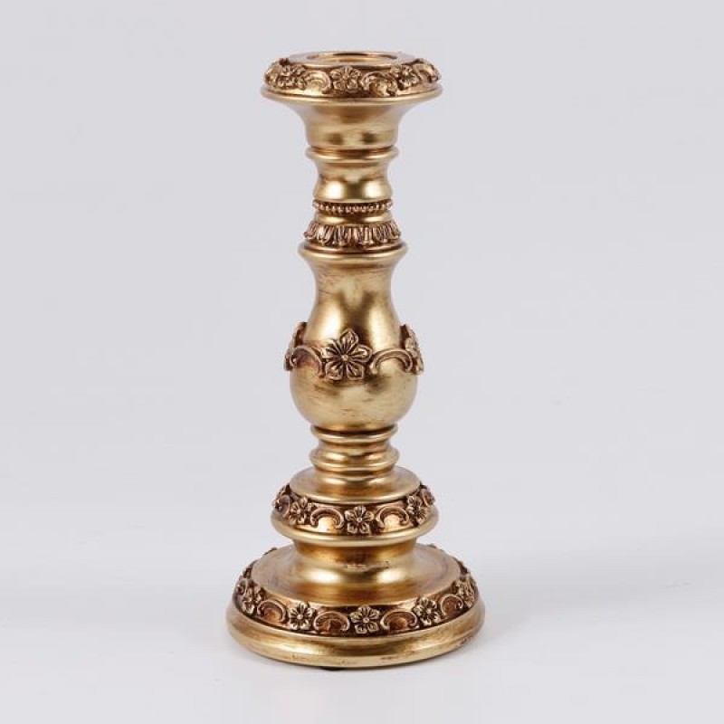 CANDLESTICK, POLYRESIN, GOLD, 9.2x9.2x20.3cm 752-26062