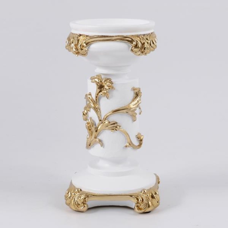 CANDLESTICK, POLYRESIN, WHITE - GOLD, 10.8x10.7x20.8cm 752-26064