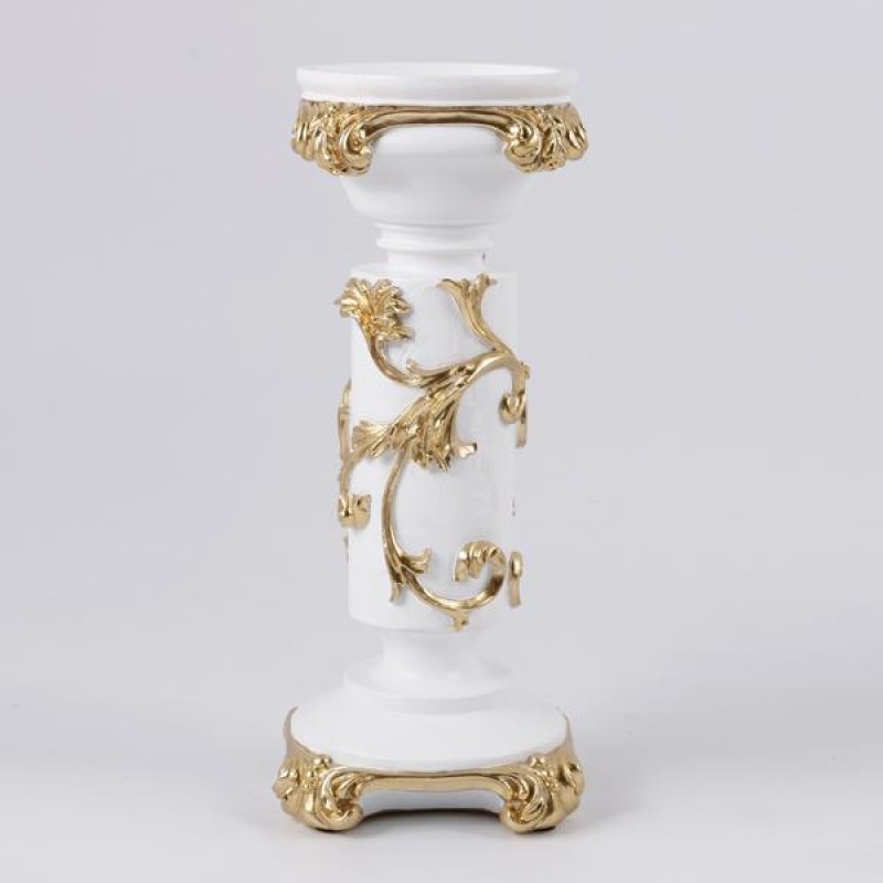 CANDLESTICK, POLYRESIN, WHITE - GOLD, 10.5x10.7x26cm 752-26065