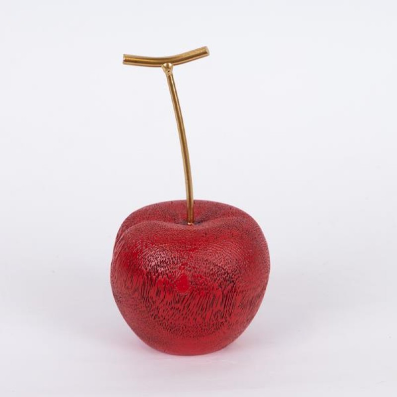 DECORATIVE CHERRY, POLYRESIN, RED - GOLD, 9.2x9.2x16.8cm 752-28601