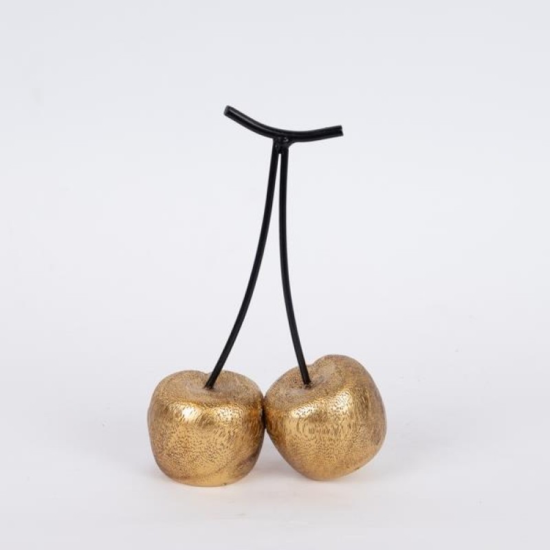 DECORATIVE CHERRY, POLYRESIN, GOLD - BLACK, 12.9x6x20cm 752-28603