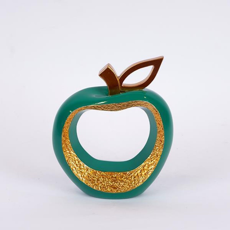 DECORATIVE APPLE, POLYRESIN, GREEN - GOLD, 16.8x6.4x19.9cm 752-28605