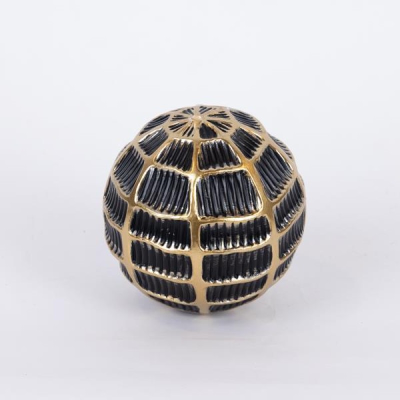 DECORATION BALL, POLYRESIN, BLACK - GOLD, 10.7x10.7x10.9cm 752-28615