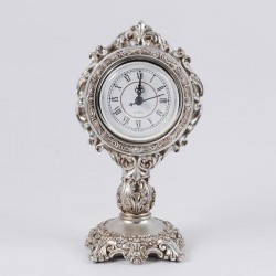 TABLE CLOCK, POLYRESIN, SILVER, 11.8x10x22cm 753-12031