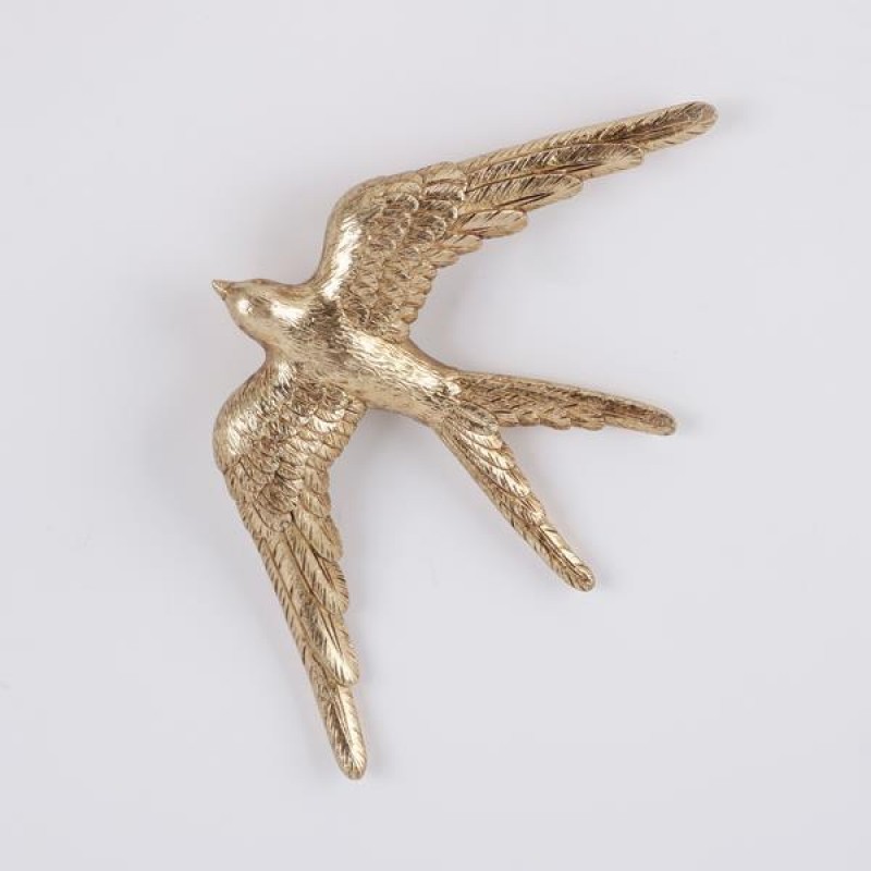 WALL DECOR, SWALLOW, GOLD, 21.2x13.2x2.5cm 755-10088