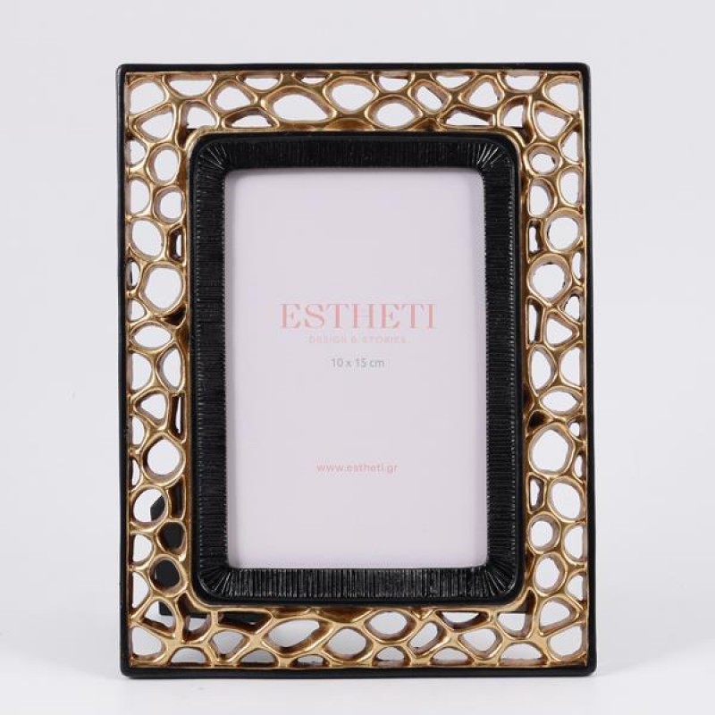 TABLE PHOTO FRAME (10x15), POLYRESIN, BLACK - GOLD, 16.8x21.8x1.5cm 756-12183
