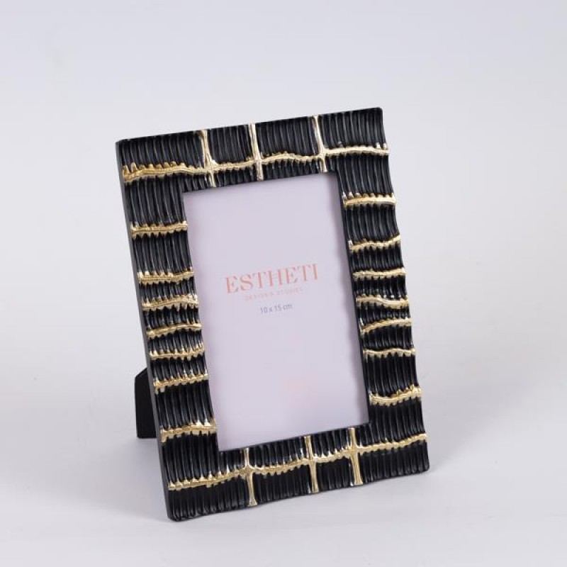TABLE PHOTO FRAME (10x15), POLYRESIN, BLACK - GOLD, 15.7x20.7x1.5cm 756-12185