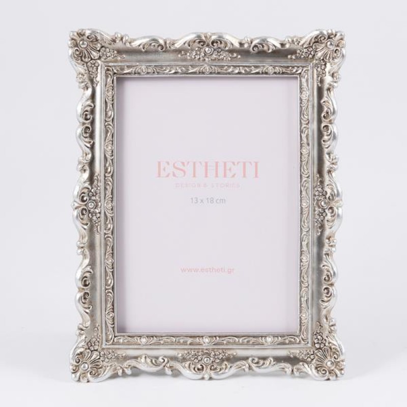 TABLE PHOTO FRAME (10x15), POLYRESIN, SILVER, 15.2x20.2x2.5cm 756-12189