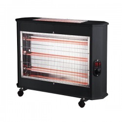 QUARTZ HEATER 2800W BLACK 2FACE WITH THERMOSTAT (705X210X460) 147-29185