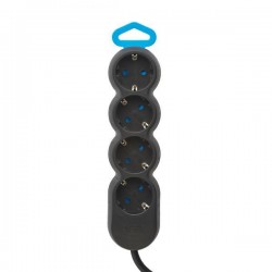 SOCKET 4 SCHUKO HOLES CABLE OVAL 3X1,5mm EXTENSION 1,5m BLACK WITH SHUTTER PROTECTION 147-62405 SOCKET 4 SCHUKO HOLES CABLE OVAL 3X1,5mm EXTENSION 1,5m BLACK WITH SHUTTER PROTECTION 147-62405