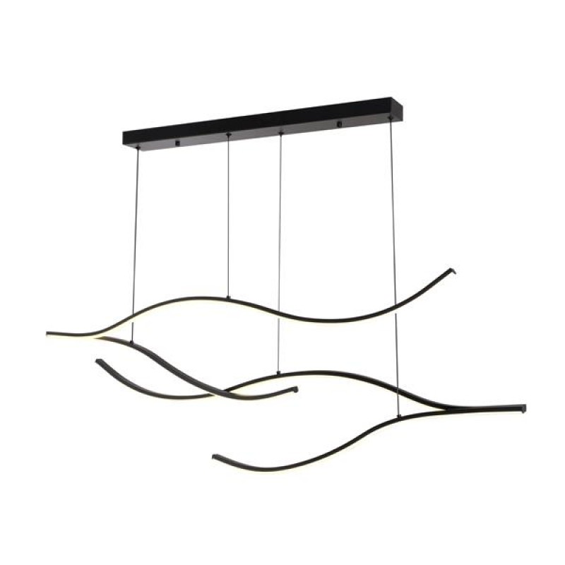 PENDANT LIGHT FIXTURES 30W 3000Κ 2262lm 30x1200x1450mm ALUMINIUM BLACK ARTE ILLUMINA WAVES 144-18006