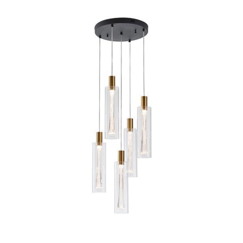 PENDANT  5LIGHTS GLASS 38W 3000K 4400lm Φ350x1930mm ARTE ILLUMINA VIAL 144-15101