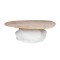COFFE TABLE, WOODEN-ΠΟΛΥΡΕΖΙΝ, WHITE-NATURAL, 105x63x35cm 810-00020