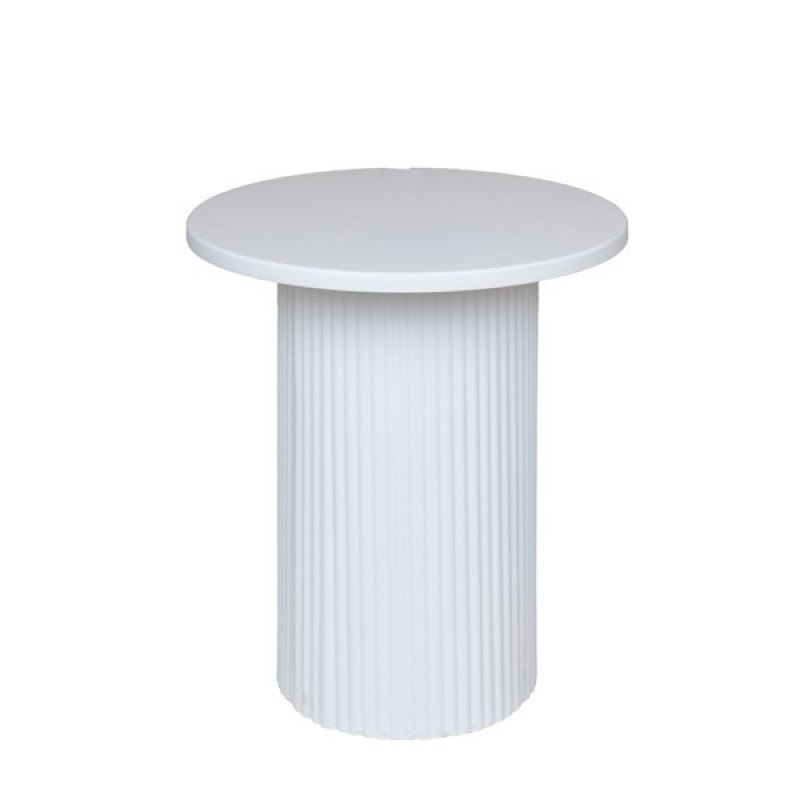 SIDE TABLE, METAL-WOOD, WHITE, 38x38x41cm 810-00034