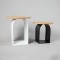 S/2 SIDE TABLE, METAL-WOOD, WHITE-NATURAL-BLACK, 40x40x45cm, 35x35x35cm 810-00036