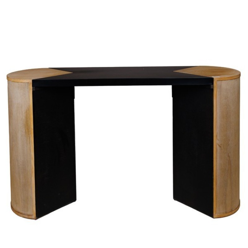 TABLE, METAL-WOOD, BLACK-NATURAL, 140x40.5x81cm 810-00038