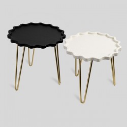 S/2 SIDE TABLE, WOOD, WHITE-BLACK-NATURAL, L48x48x47 / S40x40x39.5cm 810-00046 S/2 SIDE TABLE, WOOD, WHITE-BLACK-NATURAL, L48x48x47 / S40x40x39.5cm 810-00046