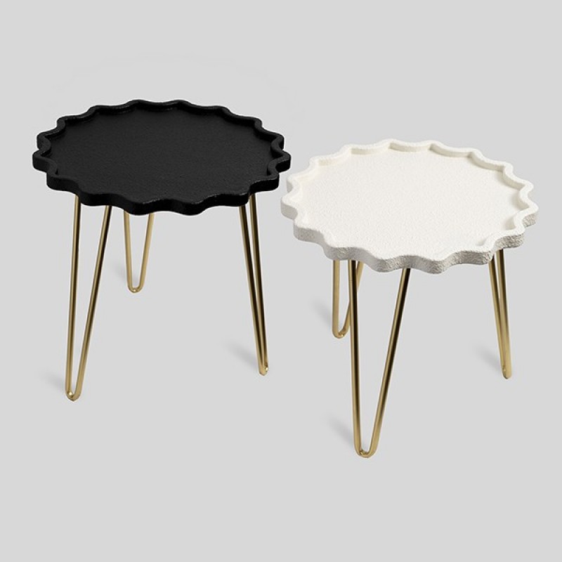 S/2 SIDE TABLE, WOOD, WHITE-BLACK-NATURAL, L48x48x47 / S40x40x39.5cm 810-00046