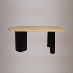 TABLE, WOOD, NATURAL-BLACK, 180x80x76.5cm 810-00064