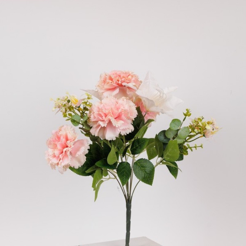 CARNATION-LILY BOUQUET, PINK-PURPLE-SALMON, 46cm 816-10006