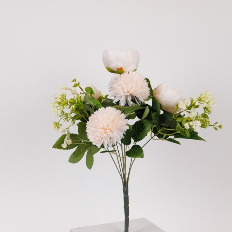 PEONY-CHRYSANTHEMUM BOUQUET, WHITE, 43cm 816-10007