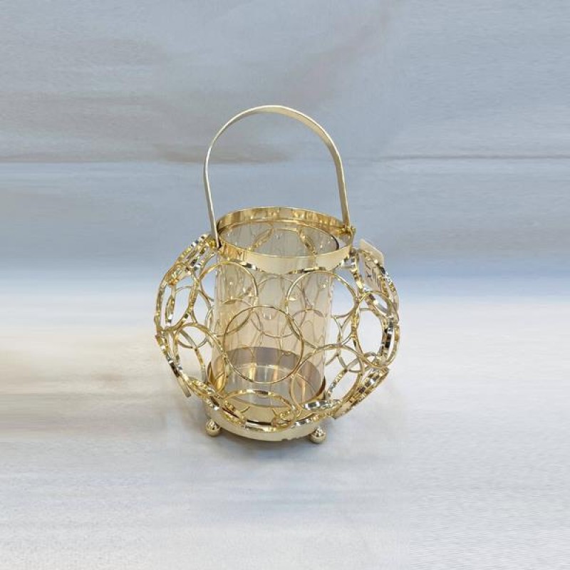 LANTERN, METAL, GOLD, 18x19cm 819-00248