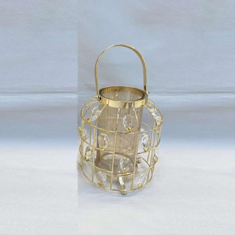LANTERN,  METAL, GOLD, 20x22cm 819-00250