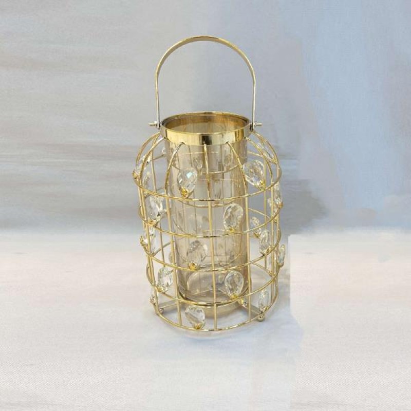 LANTERN,  METAL, GOLD, 20x27cm 819-00251