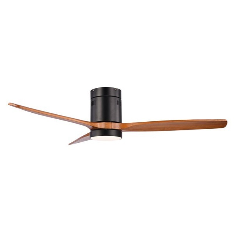 DECORATIVE FAN BLACK WITH BROWN BLADES Φ132 WITH BLUETOOTH SPEAKER LED LIGHT AND CONTROL 30W DC MOTOR 300-25067