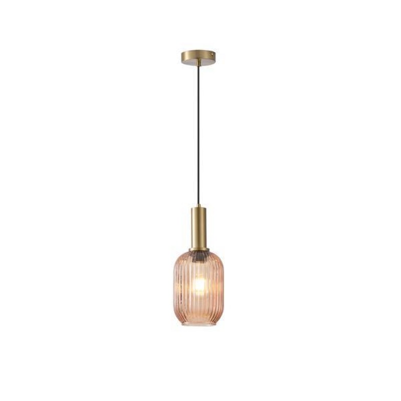 PENDANT LIGHT WITH EMBOSSED GLASS AMBER  1XΕ27 Max 15W 130X200X1200mm ARTE ILLUMINA TOPAZ 144-24084