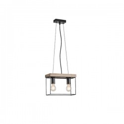 PENDANT LIGHT FIXTURES  2LIGHTS 2XΕ27 Max 15W 300X125X1230mm BLACK- BROWN WOOD & METAL ARTE ILLUMINA MULTIPLA 144-30115