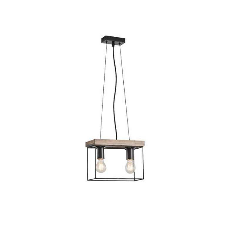 PENDANT LIGHT FIXTURES  2LIGHTS 2XΕ27 Max 15W 300X125X1230mm BLACK- BROWN WOOD & METAL ARTE ILLUMINA MULTIPLA 144-30115