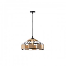 PENDANT LIGHT FIXTURE Ε27 MAX 15W 400X400X1300mm BLACK KHAKI ROPE & METAL  ARTE ILLUMINA HELIOS 144-32024