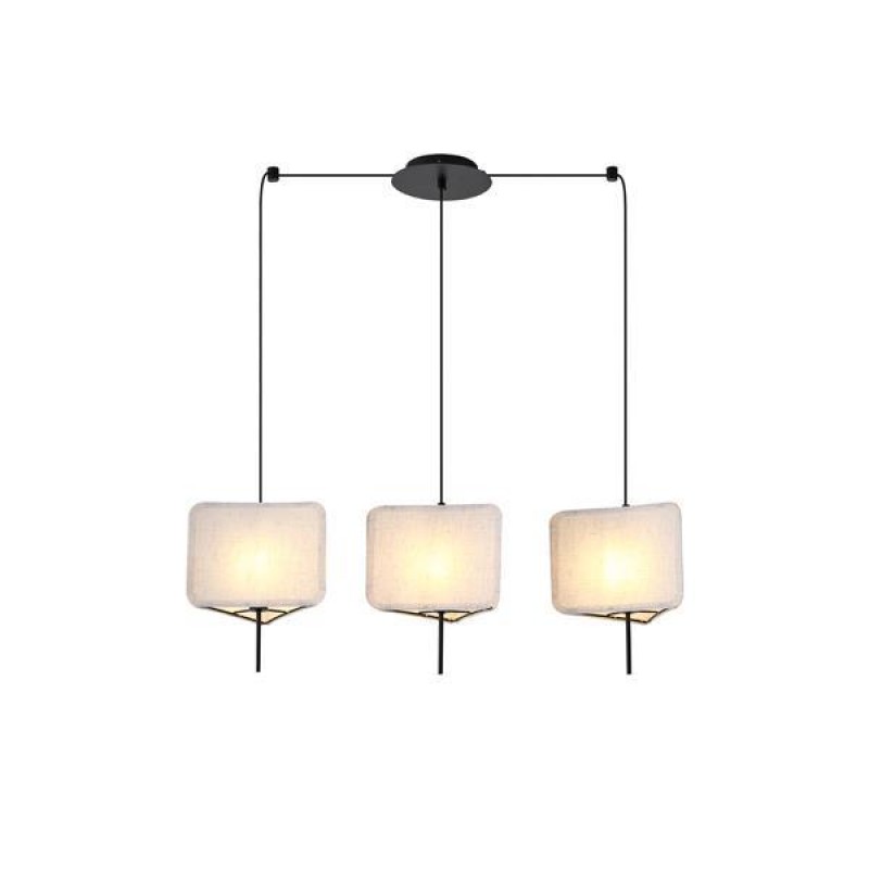 PENDANT LIGHT FABRIC 3LIGHTS  3ΧΕ14 ΜΑΧ 40W 800Χ250Χ900mm BEIGE ARTE ILLUMINA URBAN 144-33063