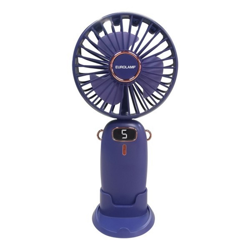 HAND FAN RECHARGEABLE WITH USB AND MOBILE BASE Φ9 PURPLE 300-20540