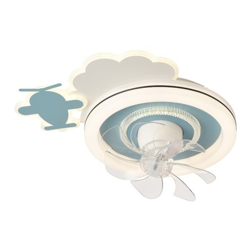 KIDS CEILING FAN LITTLE AIRPLANE BLUE 15W WITH LED LIGHT 65W AND CONTROL 300-25056
