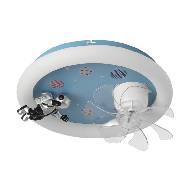 KIDS CEILING FAN ASTRONAUT BLUE 15W WITH LED LIGHT 48W AND CONTROL 300-25058
