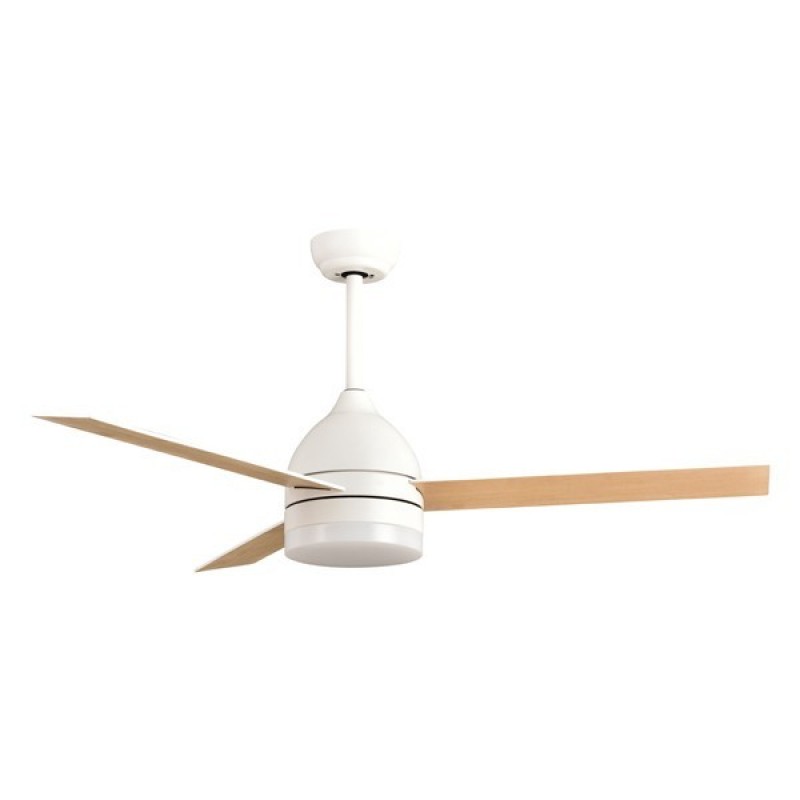 DECORATIVE FAN WHITE-WOODEN COLOR Φ107 22W DC MOTOR WITH LED LIGHT AND CONTROL 300-25064