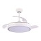 DECORATIVE FAN WHITE-NIKEL WITH RETRACTABLE BLADES,LED LIGHT AND REMOTE CONTROL Φ107 32W DC MOTOR 300-25065