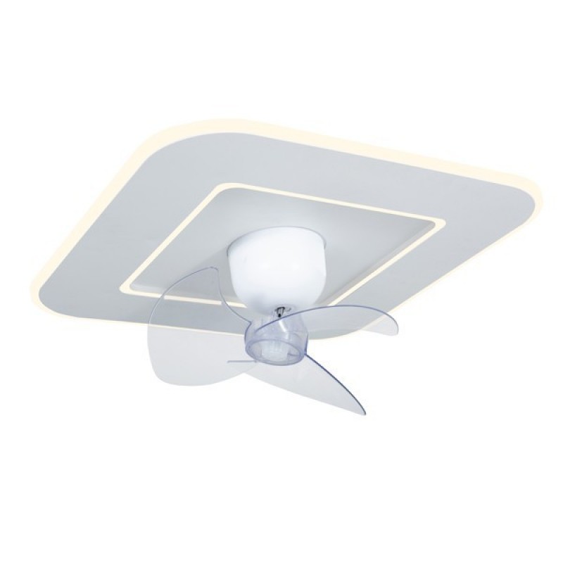 DECORATIVE SQUARE CEILING FAN WHITE Φ50 DC MOTOR 15W WITH LED LIGHT 50W 300-25071