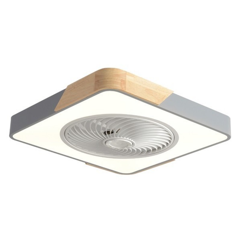 DECORATIVE SQUARE CEILING FAN GRAY AND WOOD COLOR Φ50 DC MOTOR 15W WITH LED 41W 300-25074