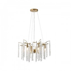 PENDANT LIGHT 6LIGHTS METAL CLEAR GLASS  6XE14  ΜΑΧ 15W 720X590mmARTE ILLUMINA KRISTALLO 144-47005