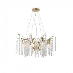 PENDANT LIGHT 8LIGHTS METAL CLEAR GLASS  8XE14 ΜΑΧ 15W 720X740mm ARTE ILLUMINA KRISTALLO 144-47006