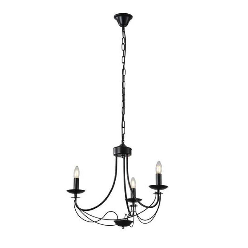 PENDANT LIGHT 3LIGHTS BLACK WITH CLEAR GLASS 3XE14 MAX 15W 470X600mm  ARTE ILLUMINA KRISTALLO 144-47012