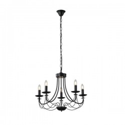 PENDANT LIGHT 5LIGHTS BLACK WITH CLEAR GLASS 5XE14 MAX 15W 470X630mm ARTE ILLUMINA KRISTALLO 144-47013