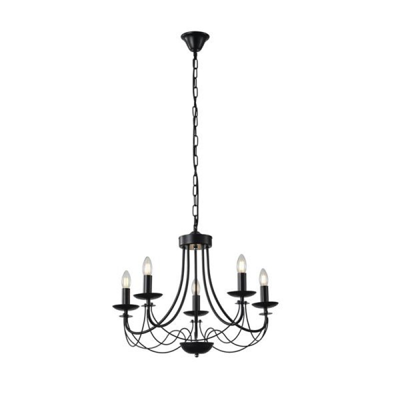 PENDANT LIGHT 5LIGHTS BLACK WITH CLEAR GLASS 5XE14 MAX 15W 470X630mm ARTE ILLUMINA KRISTALLO 144-47013