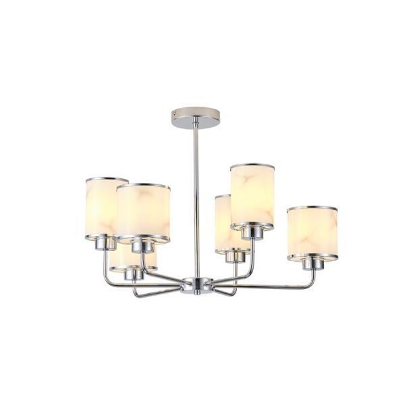 PENDANT LIGHT CHROME  6LIGHTS METAL GLASS 6ΧE27 Max 60W Φ680mm ARTE ILLUMINA MARBELINE 144-24016