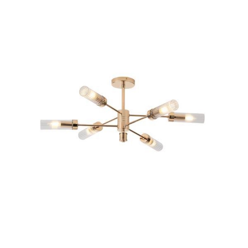 PENDANT LIGHT 6LIGHTS METAL GLASS FRENCH GOLD 6XE14 MAX 40W Φ830X330mm ARTE ILLUMINA VINY 144-24031